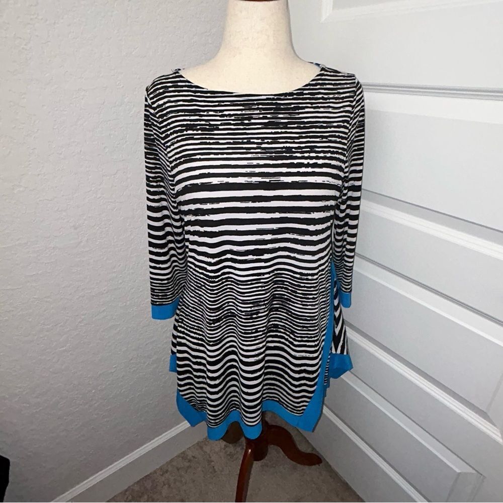 IC by Connie K 3/4 Length Sleeve Tunic Blouse Shirt Top